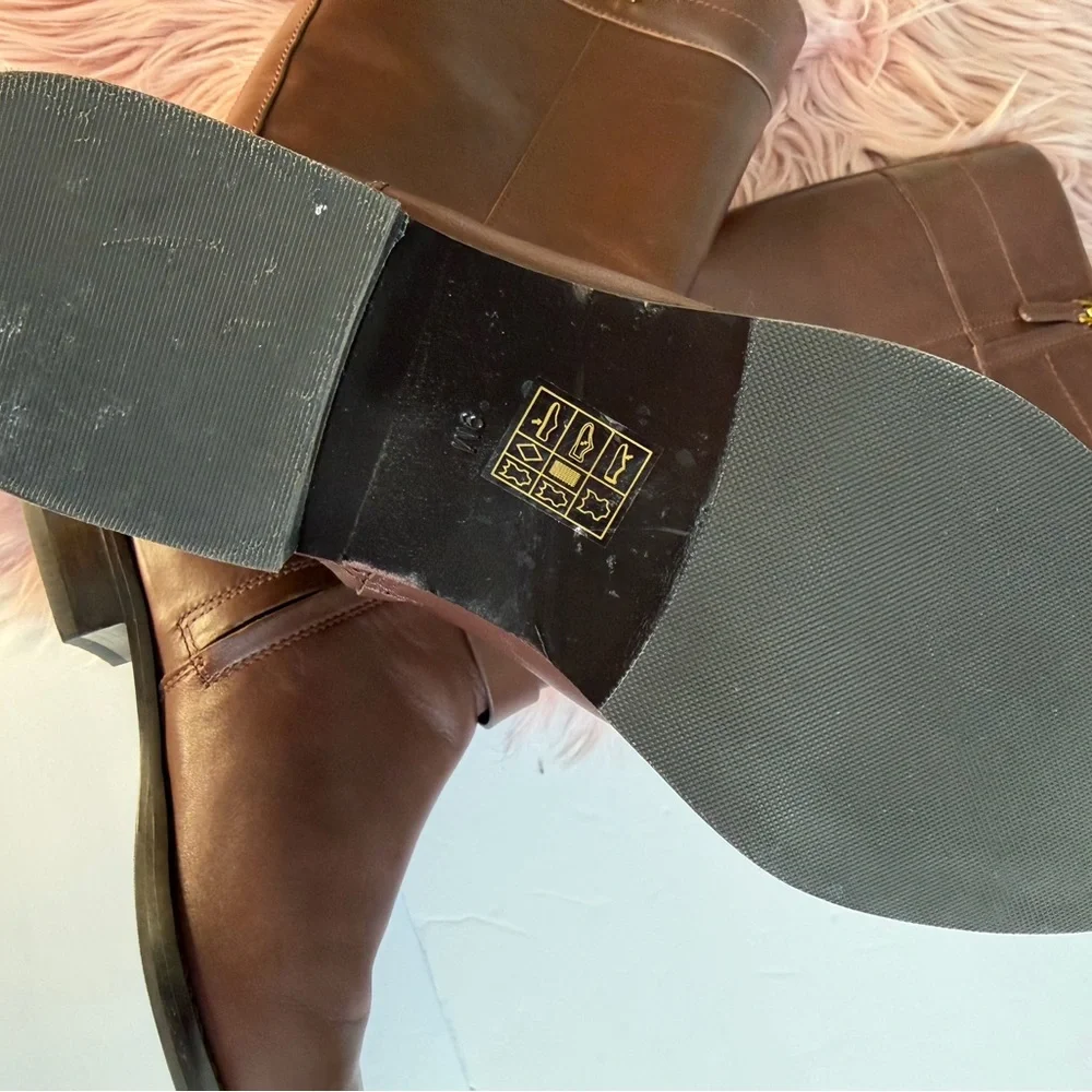 Tory Burch Everly Knee High Riding Leather Boots Brown Size 9